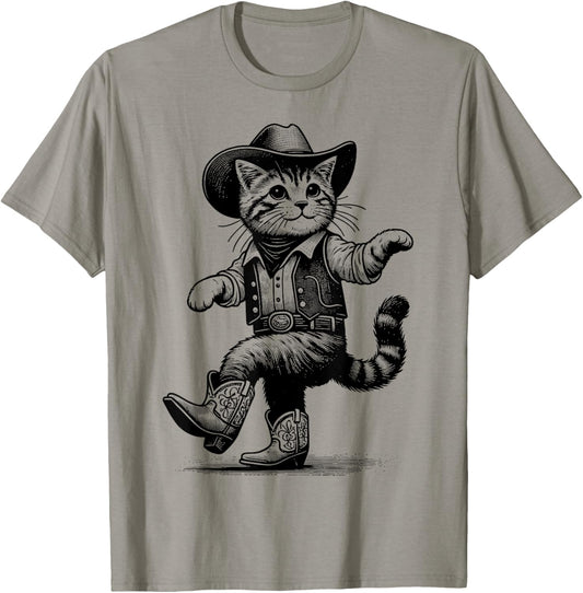 Cat With Cowboy Hat & Boots Cowgirl Western Country T-Shirt - T-Shirt | Sand
