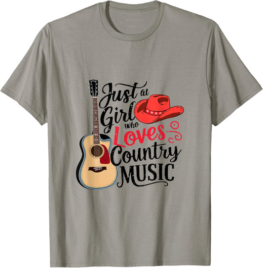 Just A Girl who Loves Country Music Cowboy T-Shirt - T-Shirt | Sand