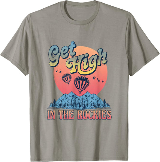Get High In The Rockies Vintage National Park Rocky Mountain T-Shirt - T-Shirt | Sand