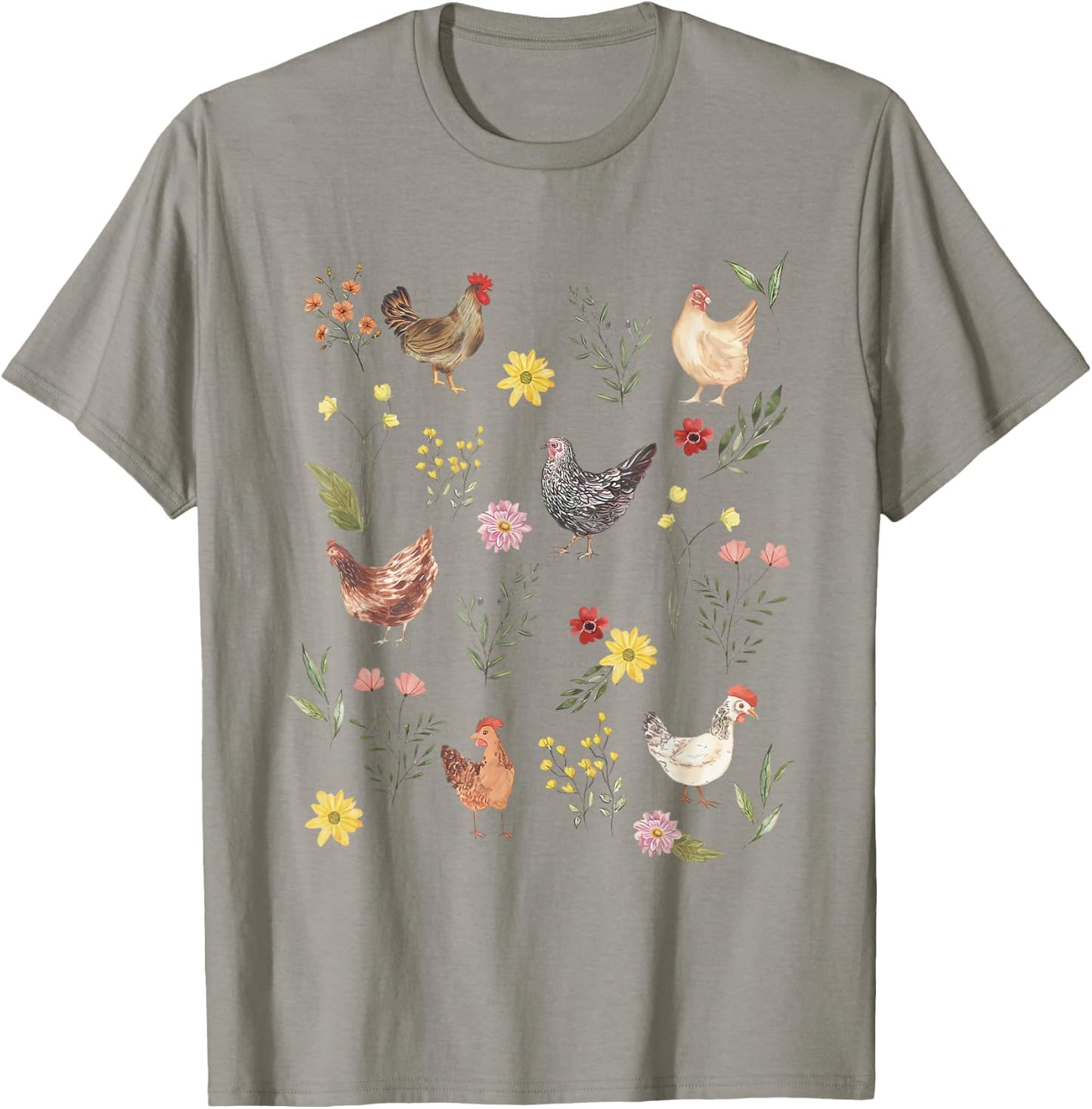 Wildflower Chicken Floral Chicken Lover Cute Farmer Flowers T-Shirt - T-Shirt | Sand