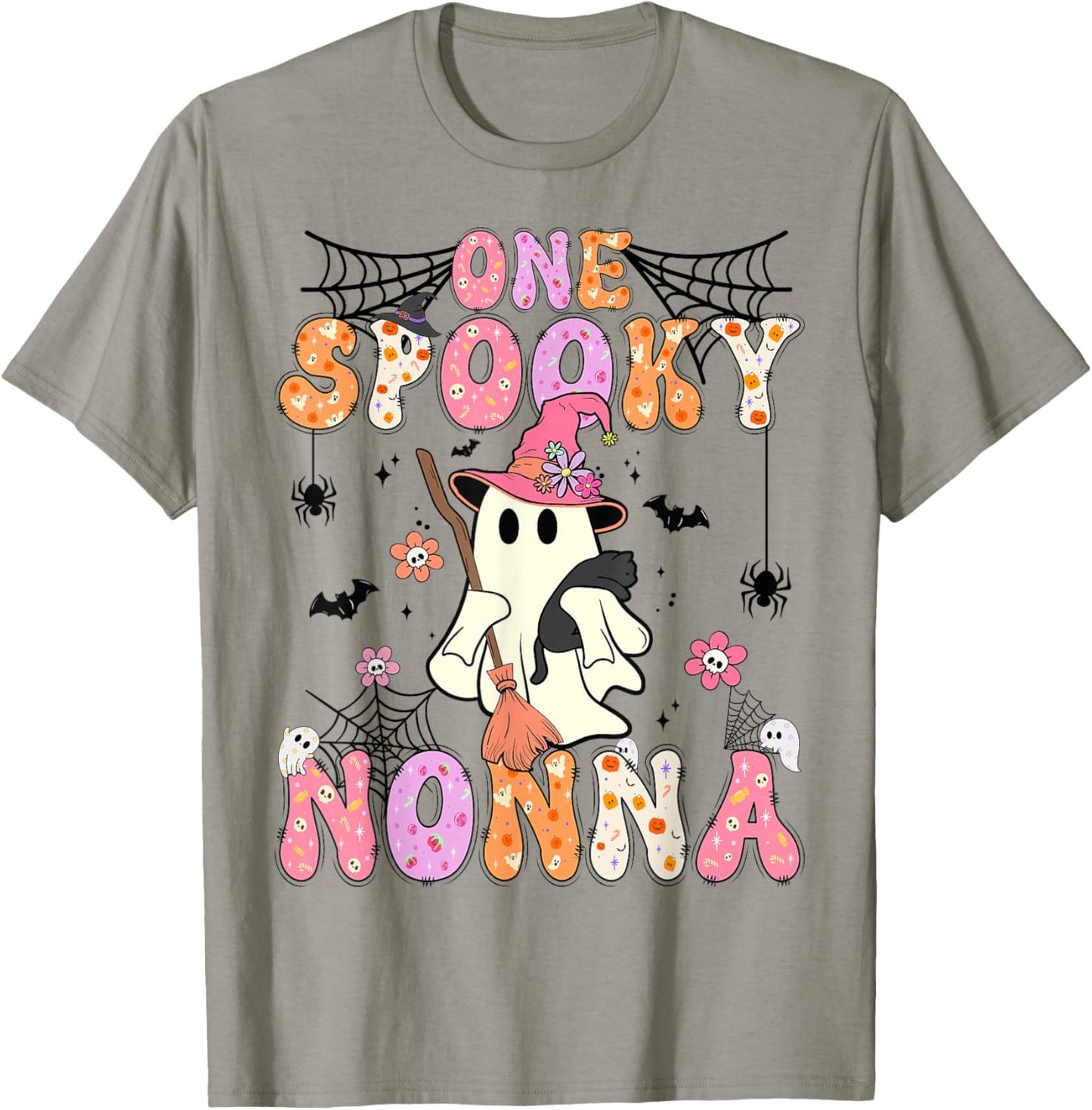 Groovy One Spooky Nonna Retro Halloween Cute Ghost T-Shirt - T-Shirt | Sand