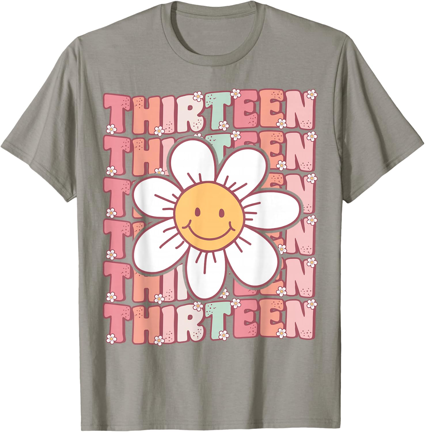 Groovy 13th Birthday Party Daisy Flower Thirteen Year Old T-Shirt - T-Shirt | Sand