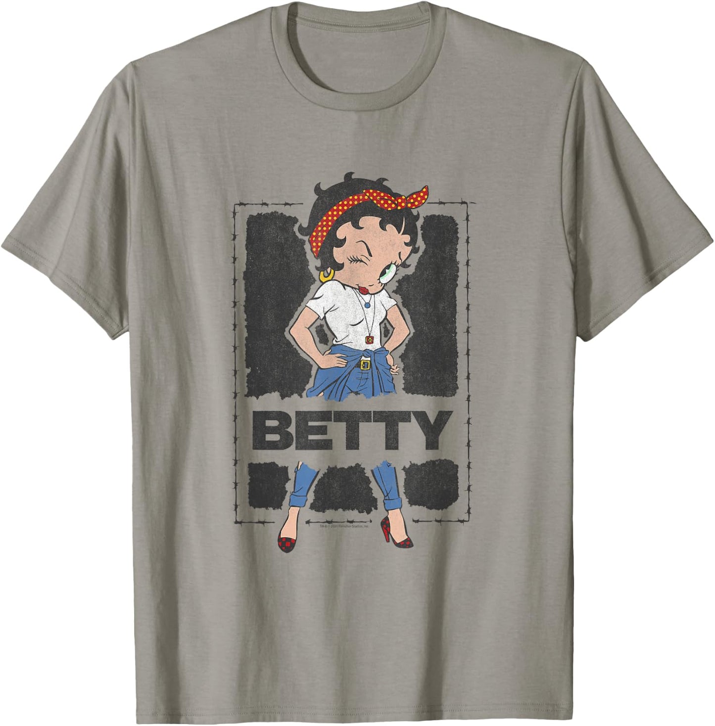 Betty Boop Barbed Wire Frame T-Shirt - T-Shirt | Sand
