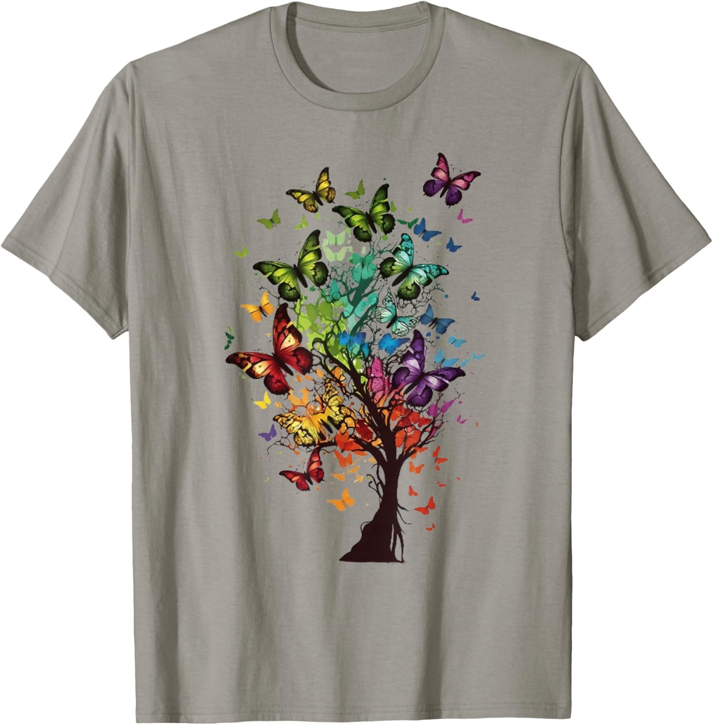 Butterfly Tree Beautiful Butterflies Garden Colorful T-Shirt - T-Shirt | Sand
