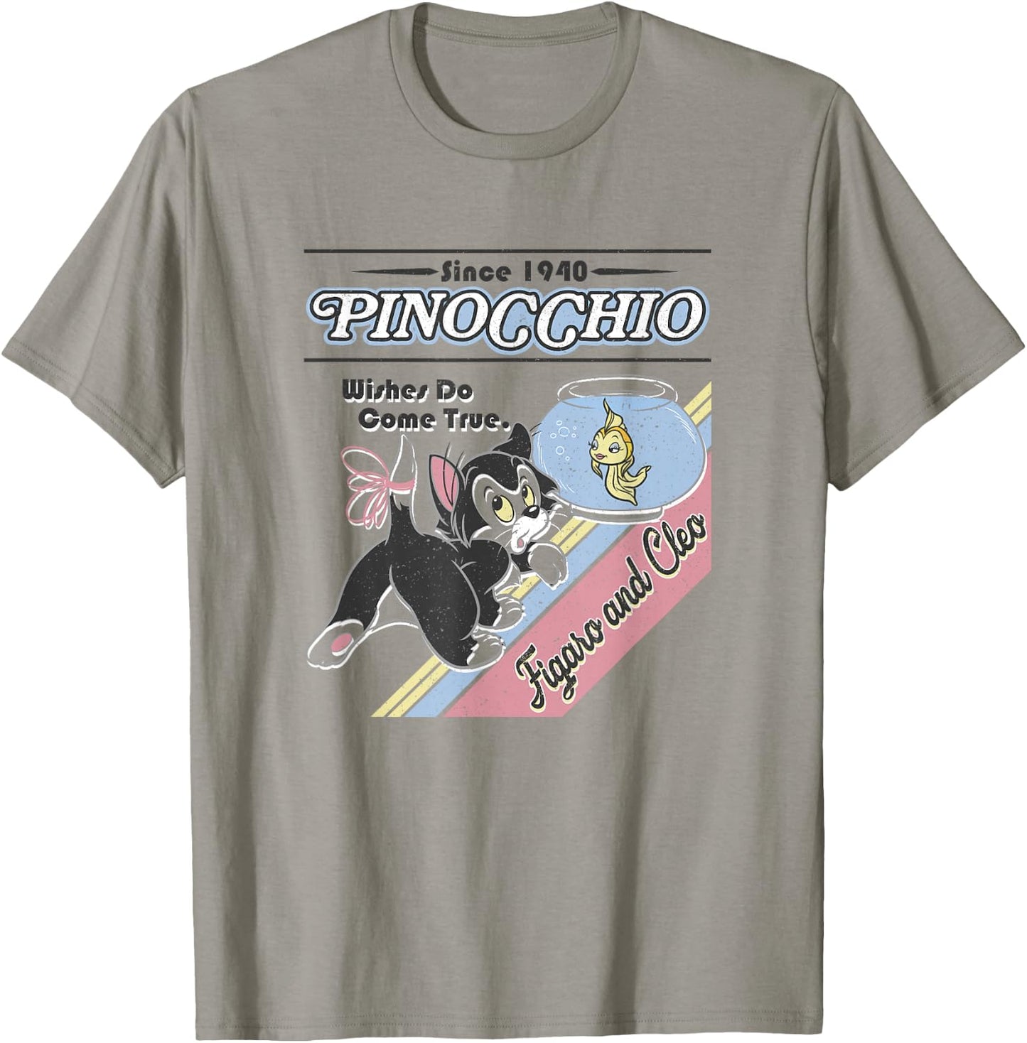 Disney Pinocchio Wishes Do Come True Figaro and Cleo Retro T-Shirt - T-Shirt | Sand