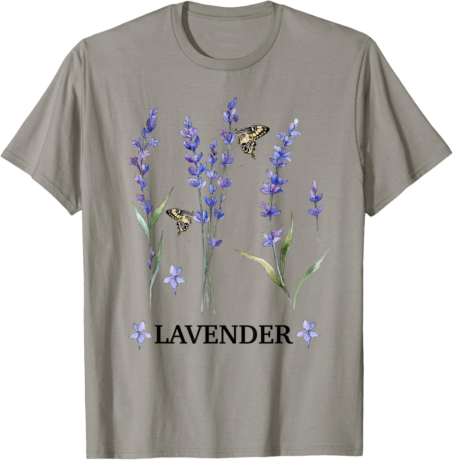Lavender Plant Butterfly Herb Purple Flower Botanical Gift T-Shirt - T-Shirt | Sand