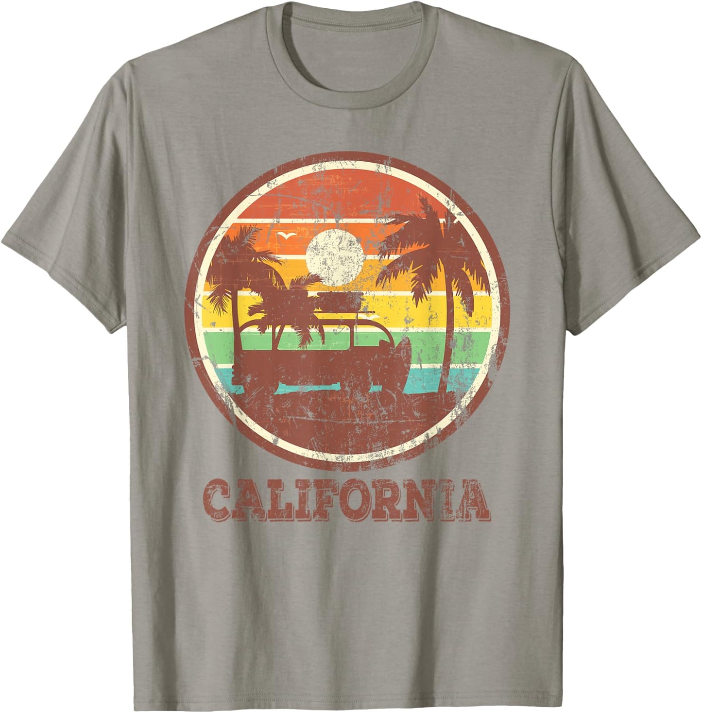 Retro Surf Vintage Sunset Van Surfer Distressed Surfing T-Shirt - T-Shirt | Sand