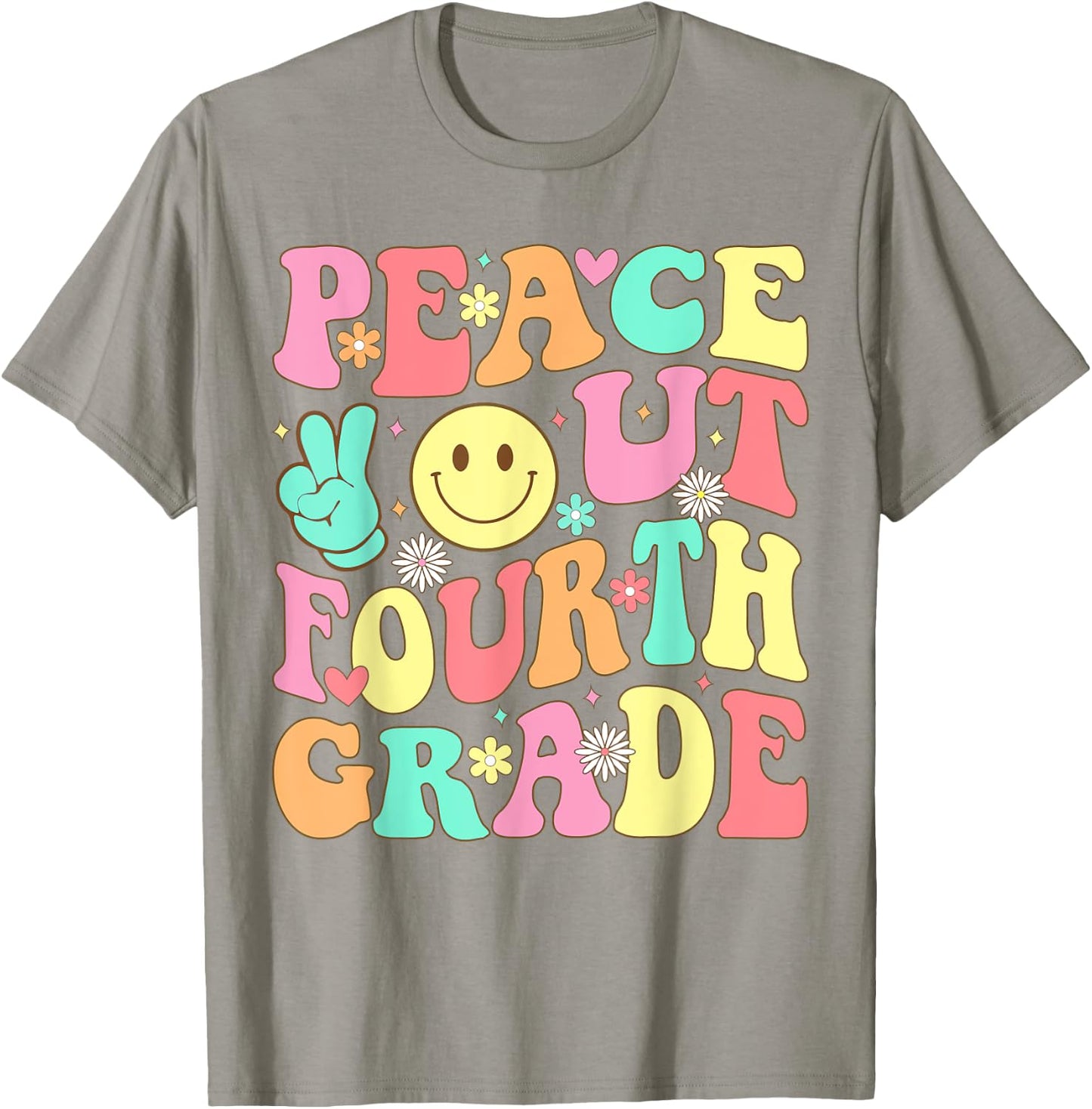 Peace Out Fourth Grade Groovy 4th Grade Last day of school T-Shirt - T-Shirt | Sand