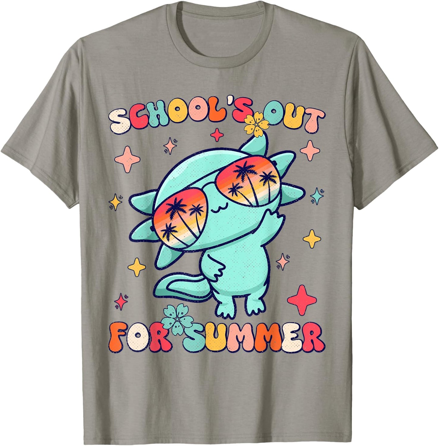 School's Out For Summer Teacher Axolotl Last Day Of School T-Shirt - T-Shirt | Sand