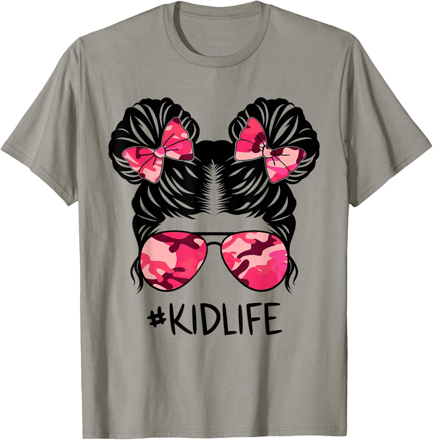 Messy Bun Army Kidlife Camo Print Sunglasses Kid Life T-Shirt - T-Shirt | Sand