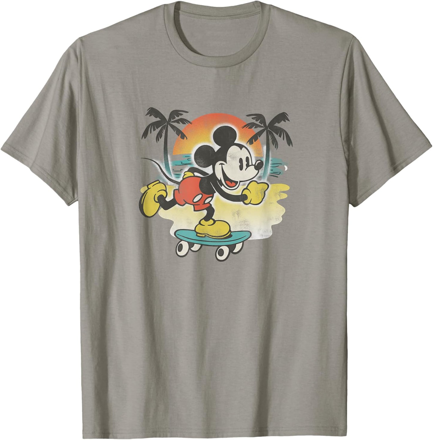 Disney Mickey and Friends Skating by The Beach Retro Poster T-Shirt - T-Shirt | Sand