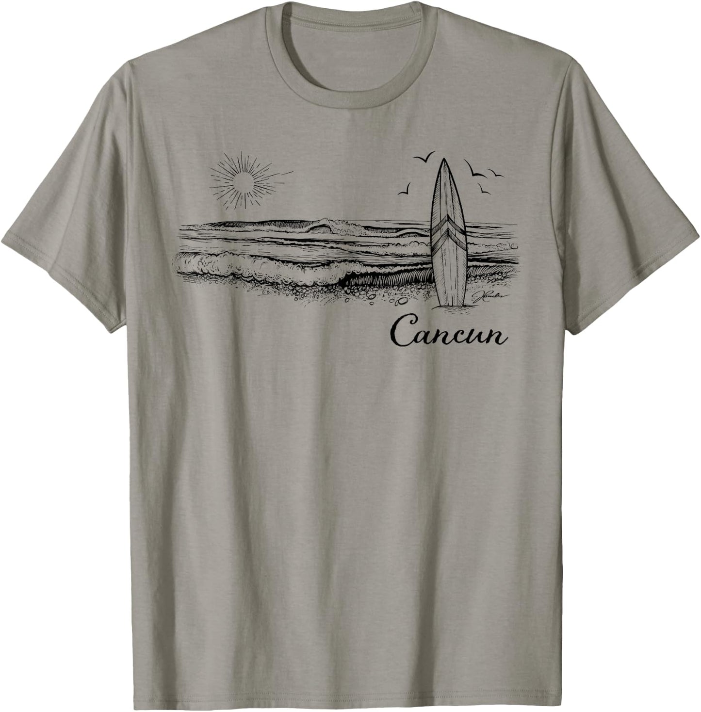 JCombs: Cancun, Mexico, Surfboard, Beach T-Shirt - T-Shirt | Sand
