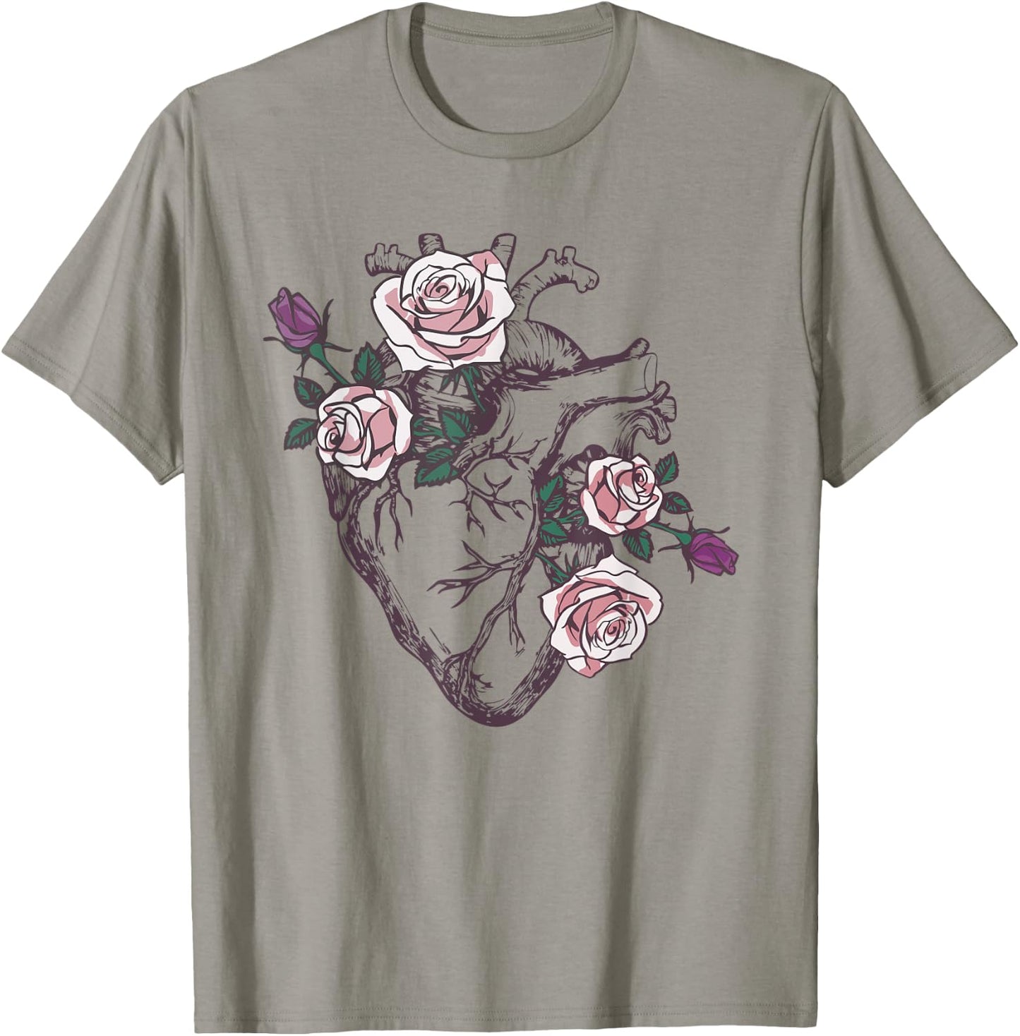 Anatomical Heart Floral Cute Roses Human Anatomy Love Nurse T-Shirt - T-Shirt | Sand