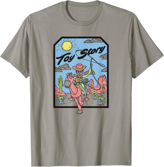 Disney Pixar Toy Story Woody & Bullseye Lasso Portrait T-Shirt - T-Shirt | Sand
