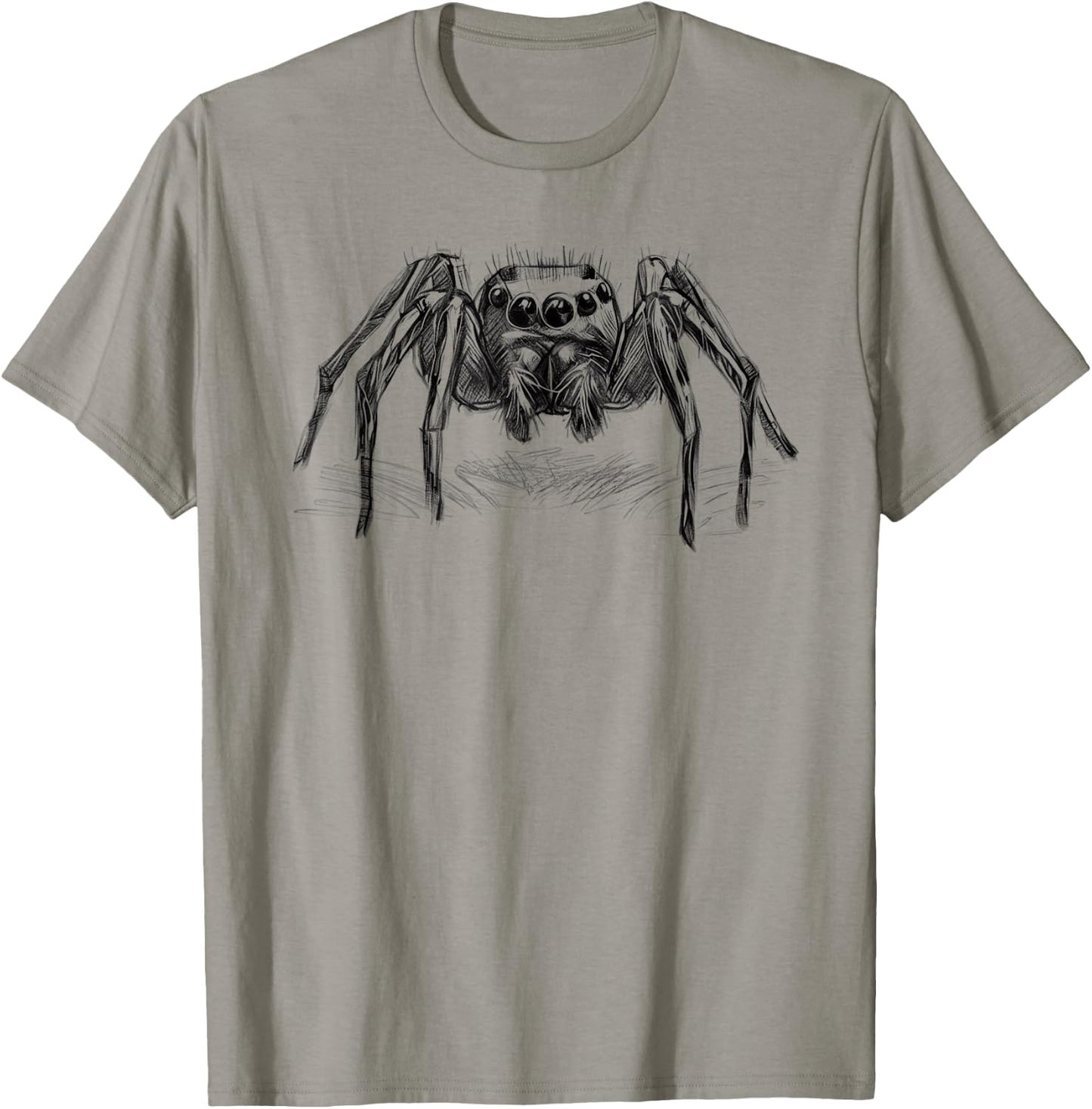Jumping Spider, Jumping Spider, as a Drawing in Black T-Shirt - T-Shirt | Sand