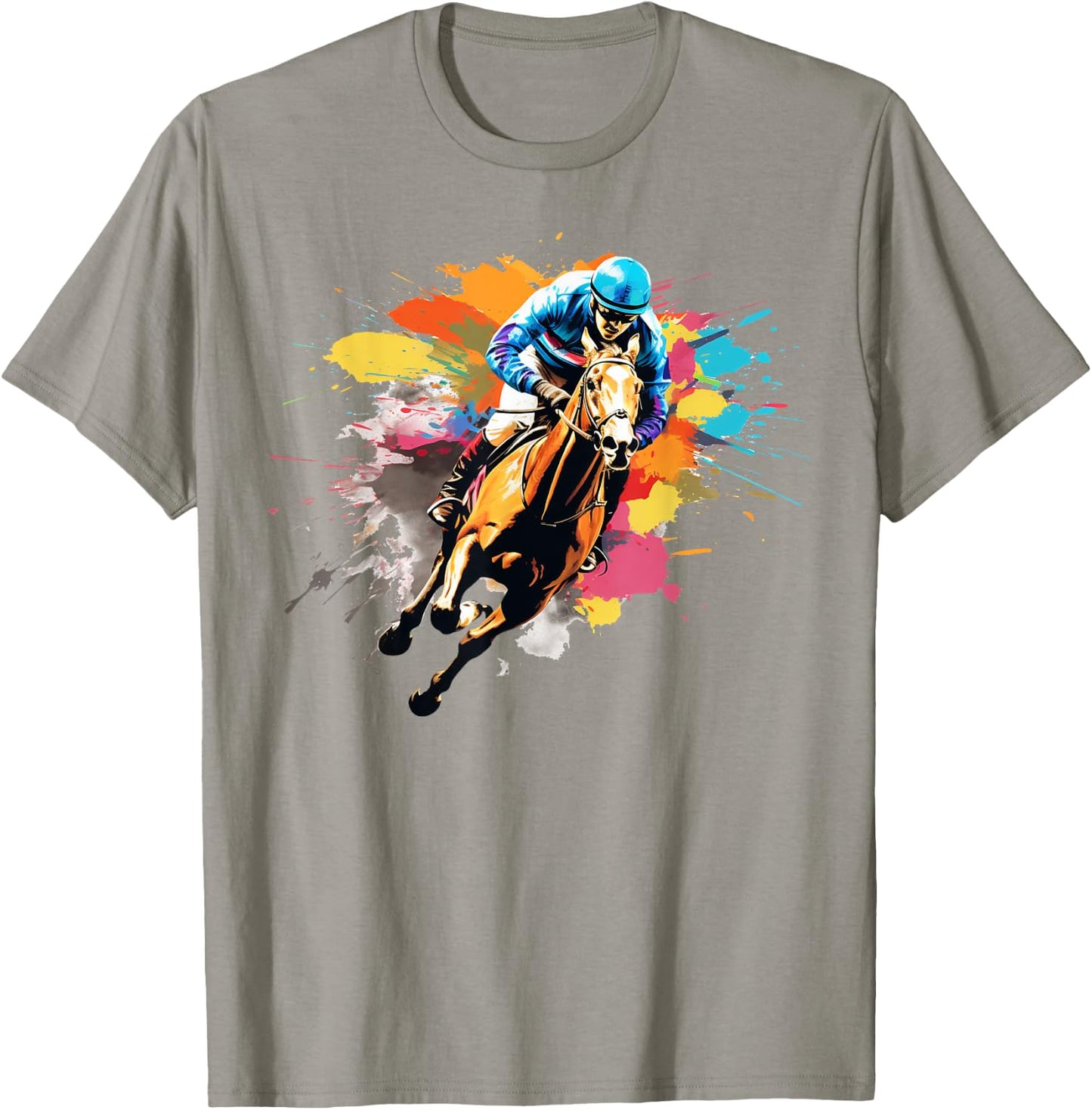 Colorful Jockey Boy on Horse Racing T-Shirt - T-Shirt | Sand