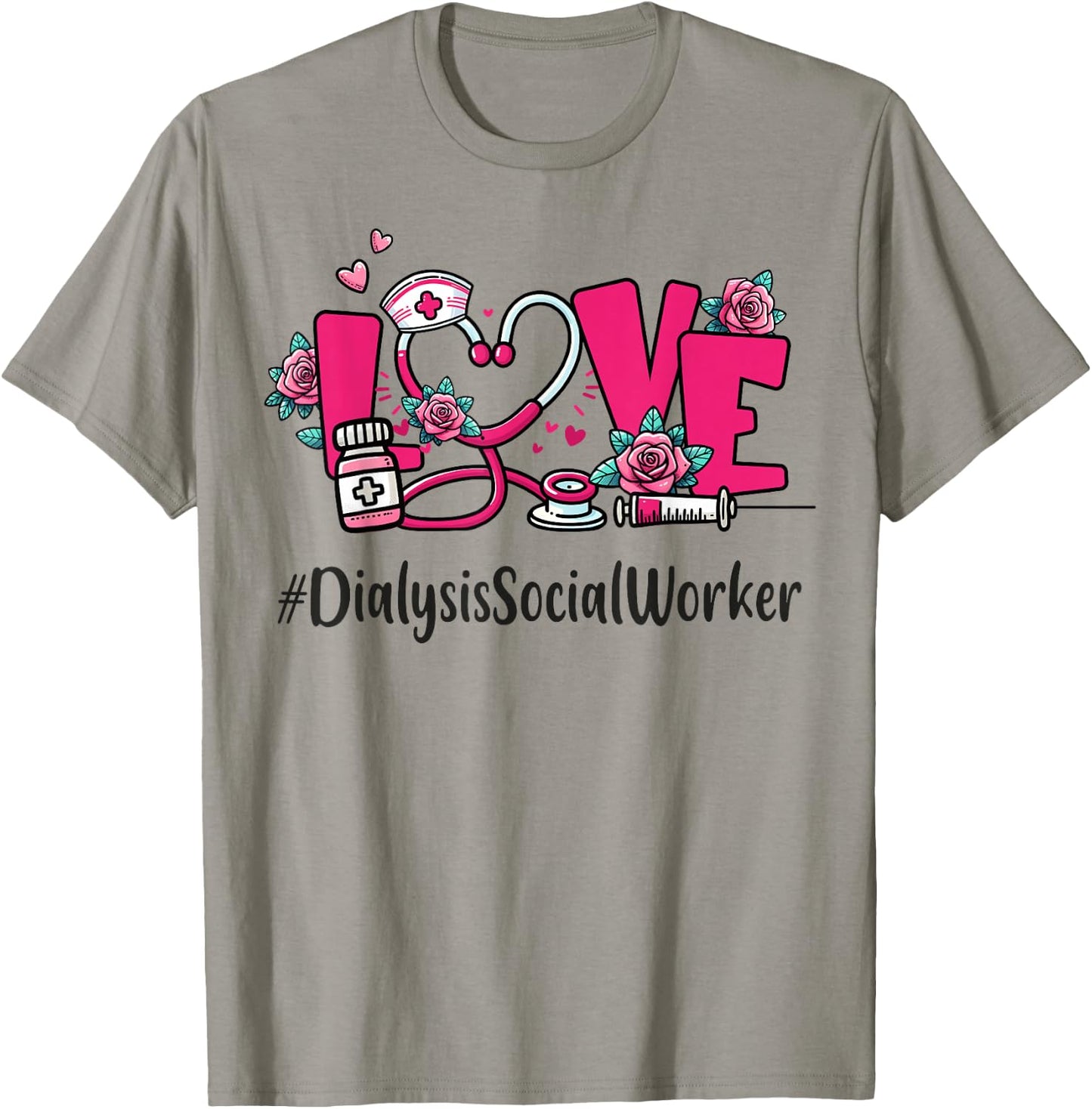 Dialysis Social Worker Love Valentines Day Cute Appreciation T-Shirt - T-Shirt | Sand
