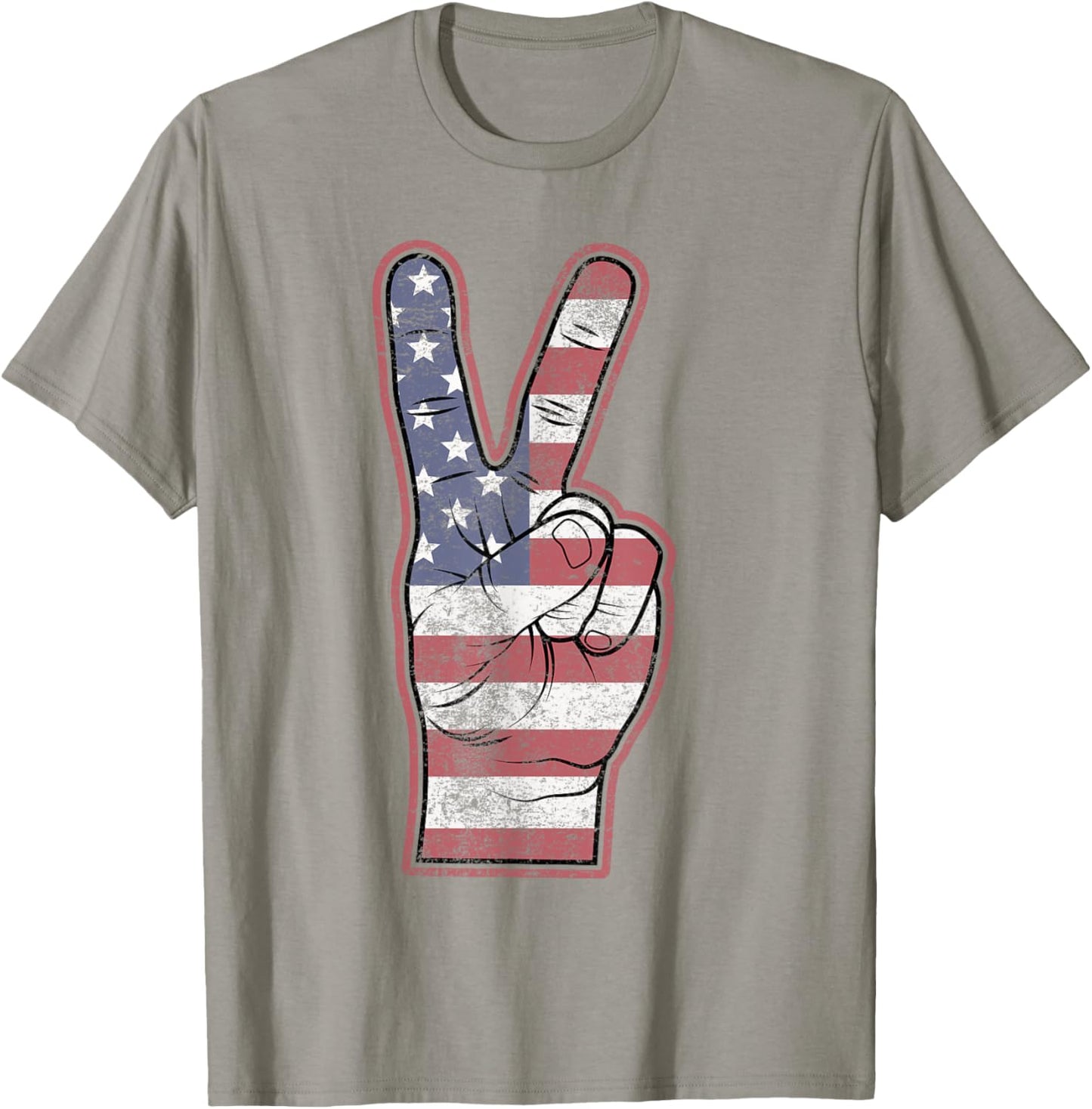 Peace Fingers 4th of July American Flag Men Boys Toddler kid T-Shirt - T-Shirt | Sand