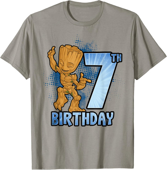 Marvel Guardians Of The Galaxy Baby Groot 7th Birthday T-Shirt - T-Shirt | Sand