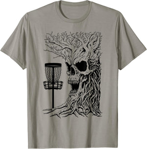 Funny Disc Golf Player Stupid Guardian Trees Skull Forest T-Shirt - T-Shirt | Sand
