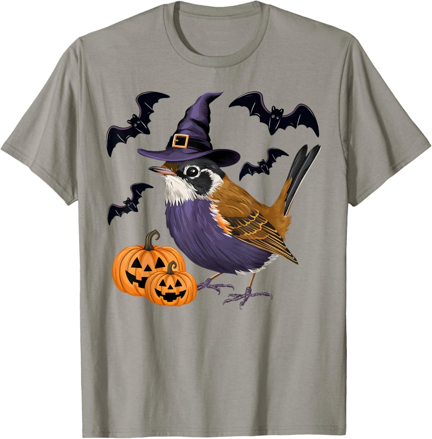 Funny Wren Bird Halloween Costume Scary Pumpkin Bat Witch T-Shirt - T-Shirt | Sand