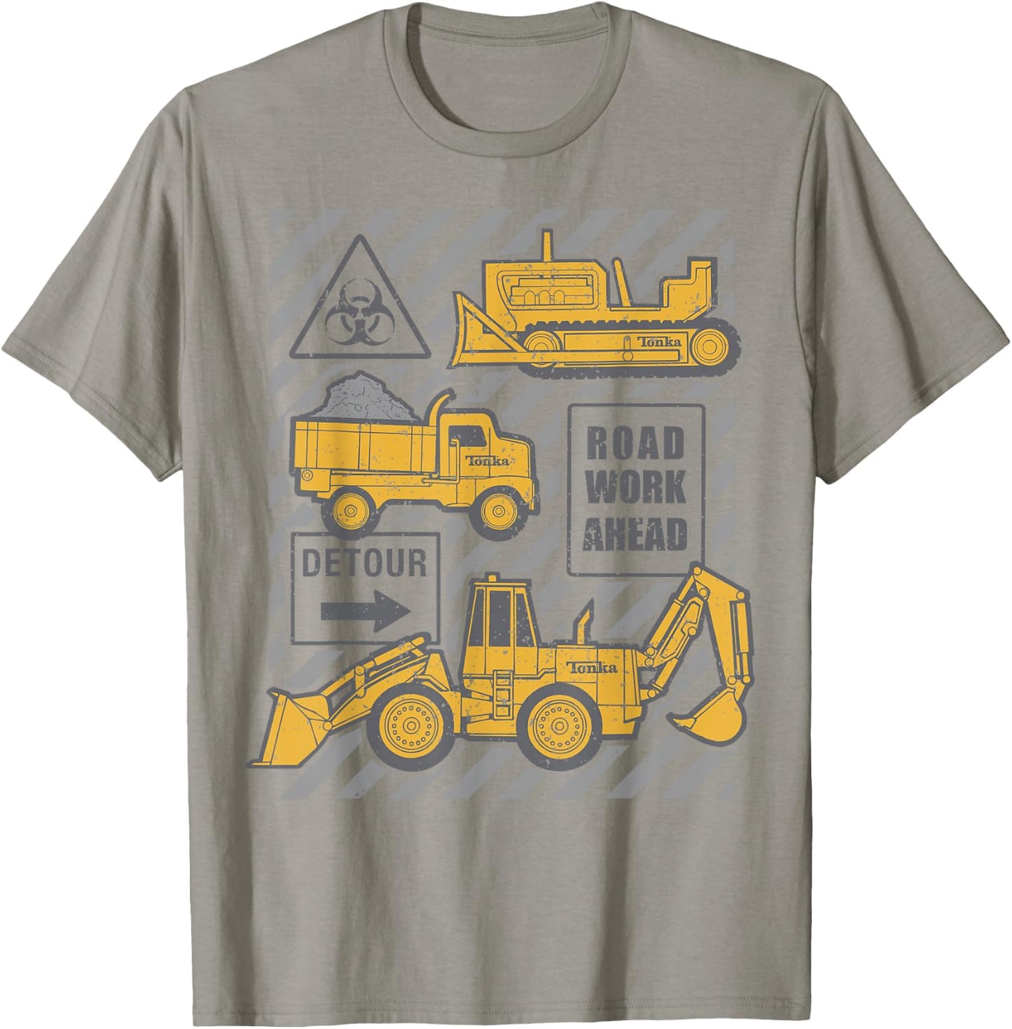 Tonka Trucks Road Work Ahead Construction Sign Logo T-Shirt - T-Shirt | Sand