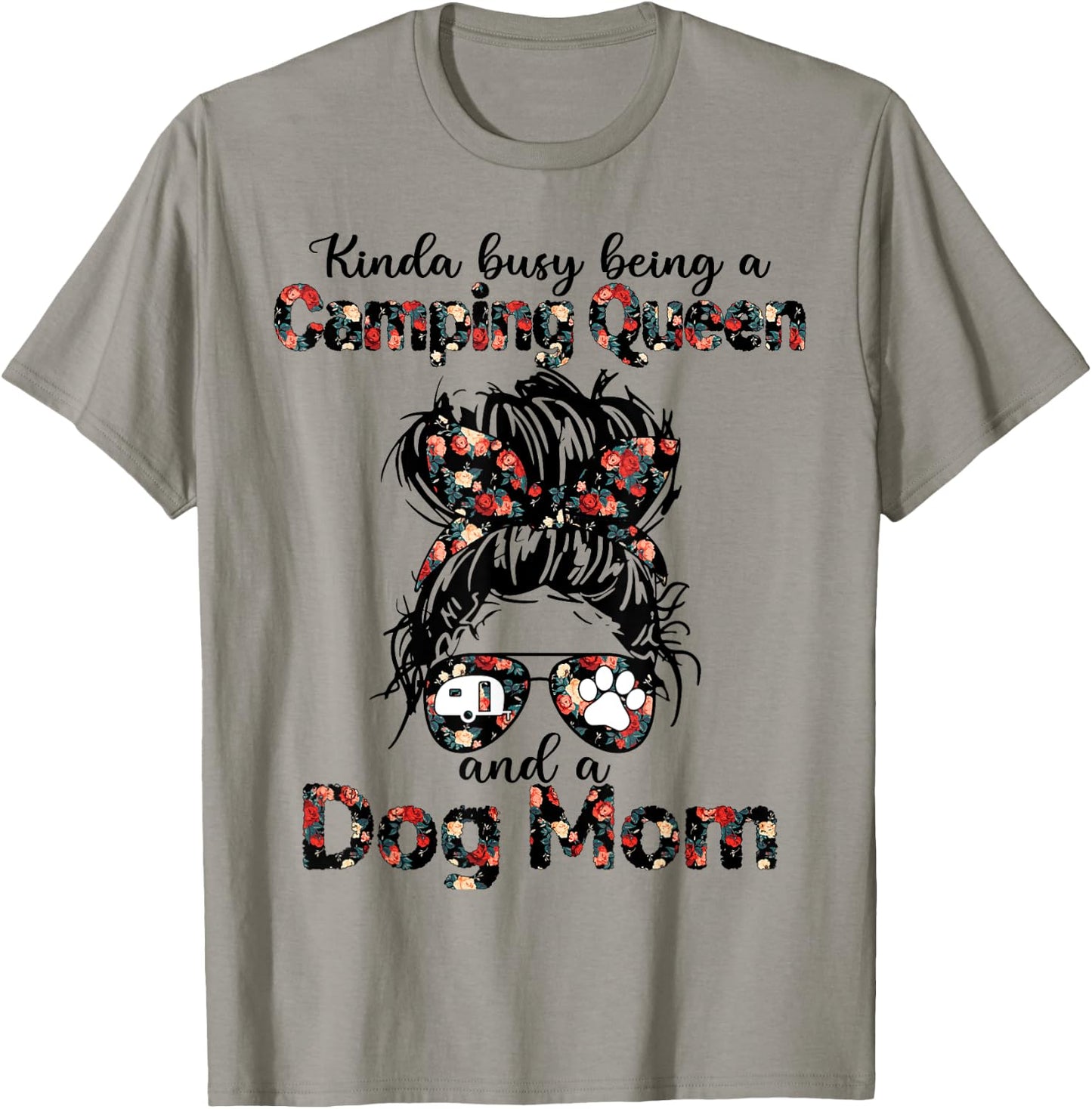 Kinda busy being a camping queen and a dog mom Men Women T-Shirt - T-Shirt | Sand