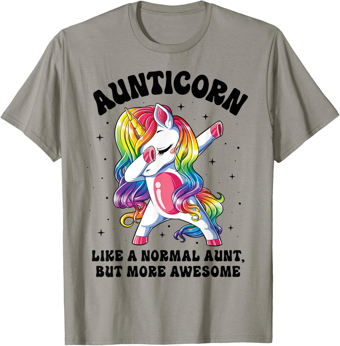 Aunticorn Like Normal Aunt But More Awesome Dabbing Unicorn T-Shirt - T-Shirt | Sand
