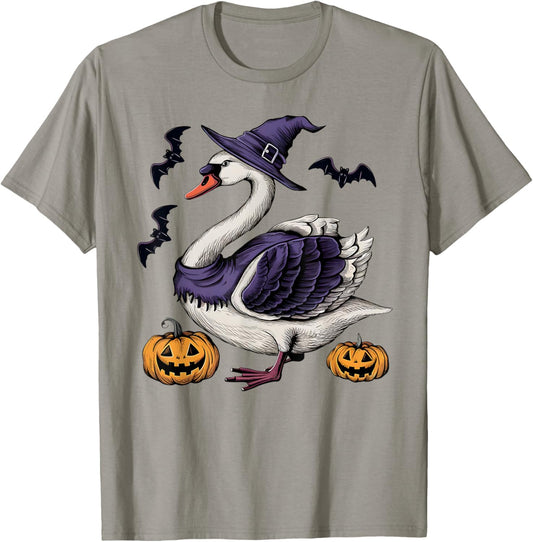 Funny Swan Bird Halloween Costume Scary Pumpkin Bat Witch T-Shirt - T-Shirt | Sand