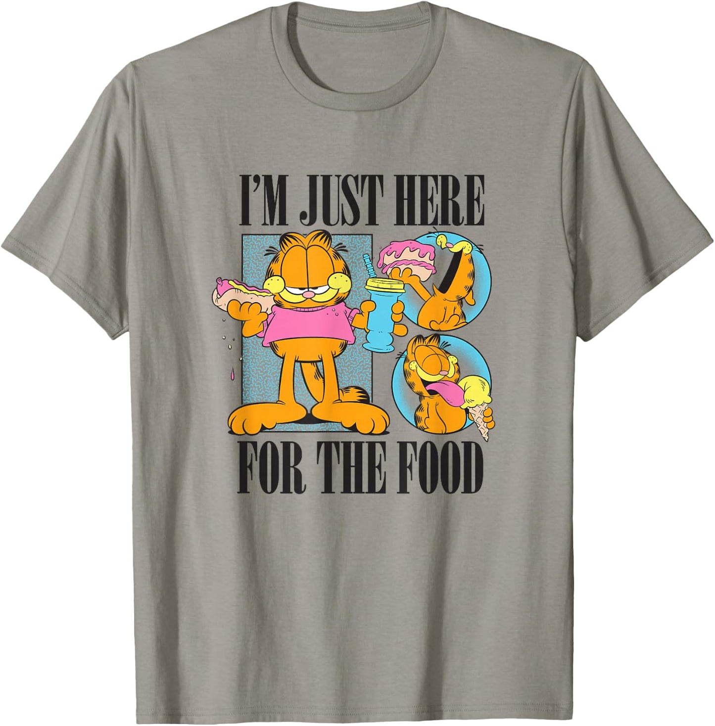 Garfield I'm Just Here For The Food Vintage Snack Panels T-Shirt - T-Shirt | Sand