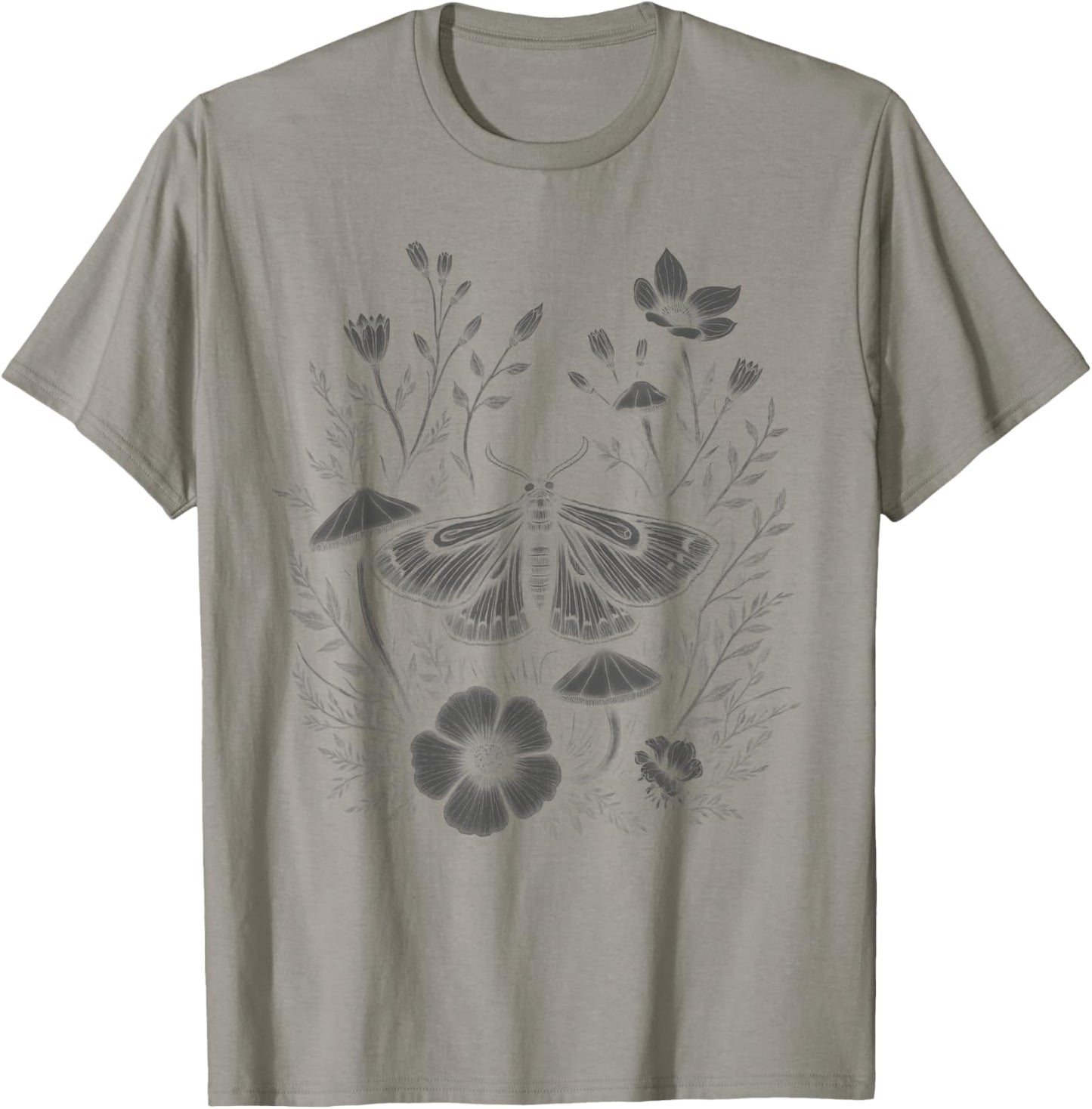 Cute Fairycore Floral Moth Aesthetic Women Girls T-Shirt - T-Shirt | Sand