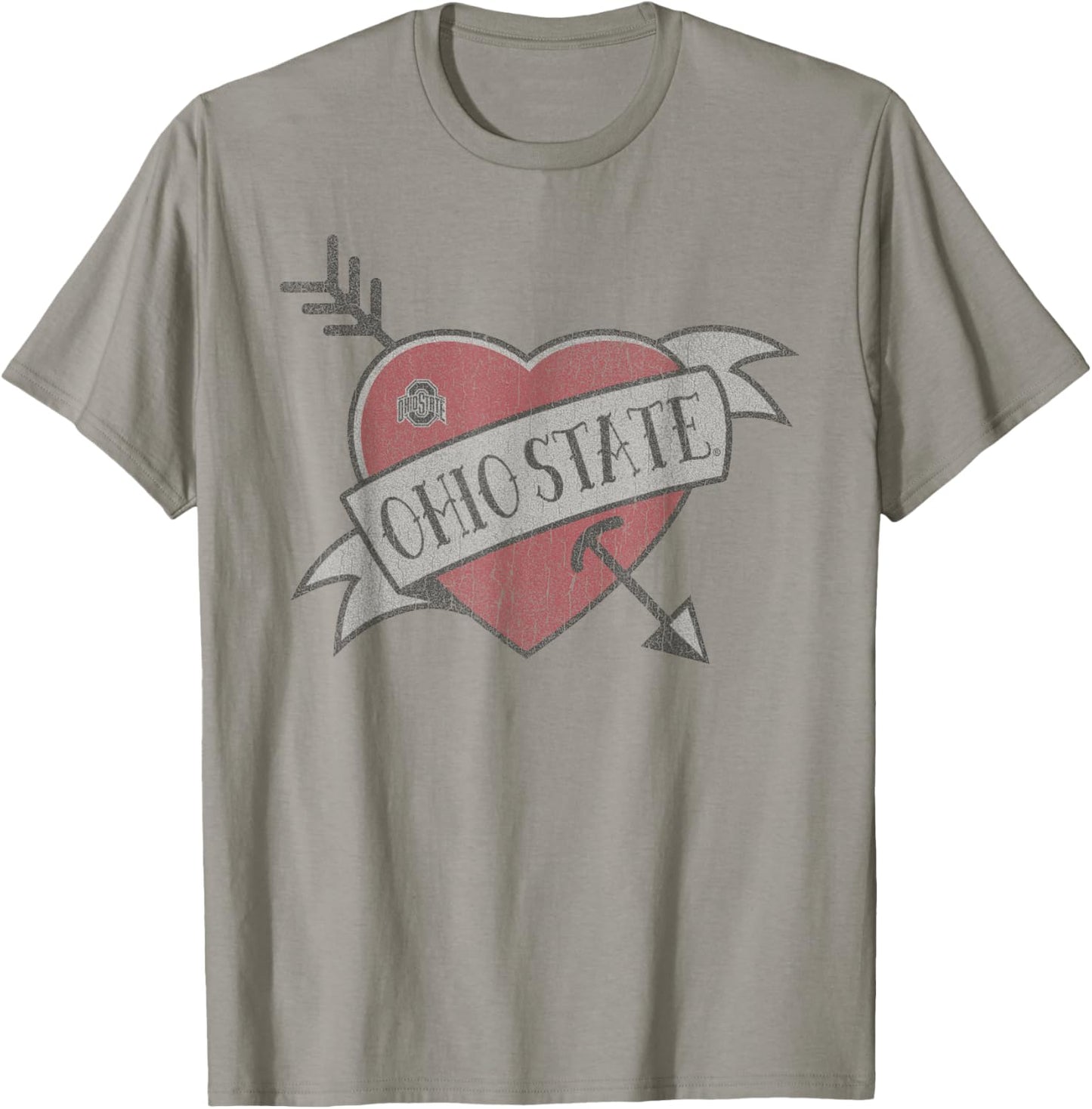 Ohio State Buckeyes Valentine Soft Gray Officially Licensed T-Shirt - T-Shirt | Sand