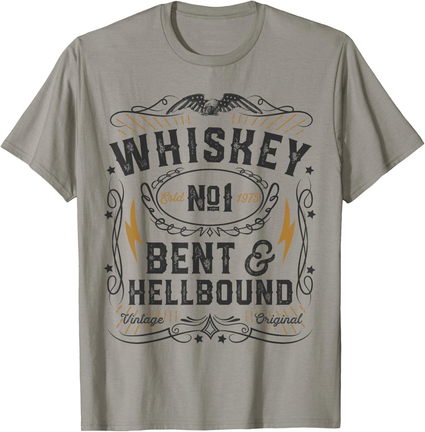 Whiskey Bent and Hellbound Country Music Biker Bourbon Gift T-Shirt - T-Shirt | Sand