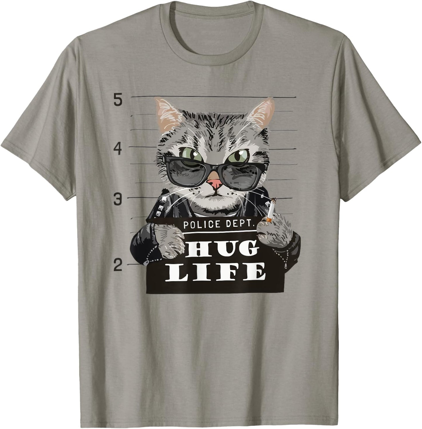 Hug-Life Funny Cat Kitten Kitty Thug Gangster Police Dept Men Women Kids T-Shirt - T-Shirt | Sand