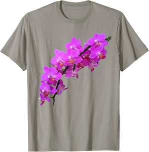 Branch of Pink Magenta Phalaenopsis Orchids 2 Shapes Mania T-Shirt - T-Shirt | Sand