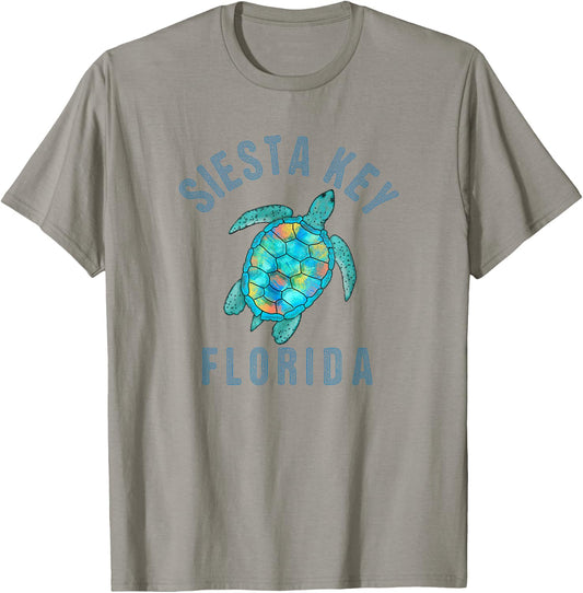 Siesta Key, FL Beach Design / Sea Turtle Illustration Gift T-Shirt - T-Shirt | Sand