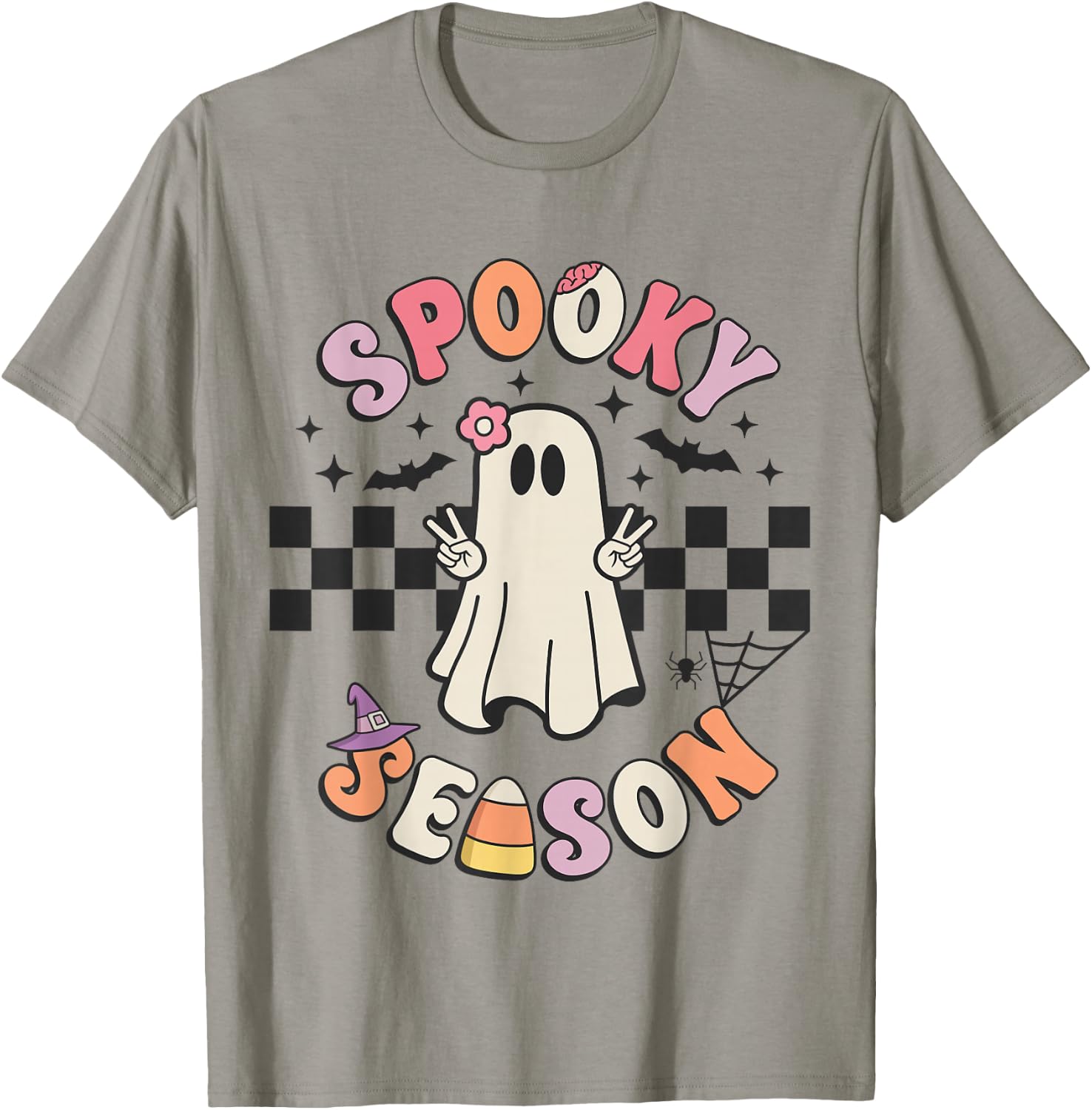 Spooky Season Retro Happy Halloween Ghost Women Toddler Girl T-Shirt - T-Shirt | Sand