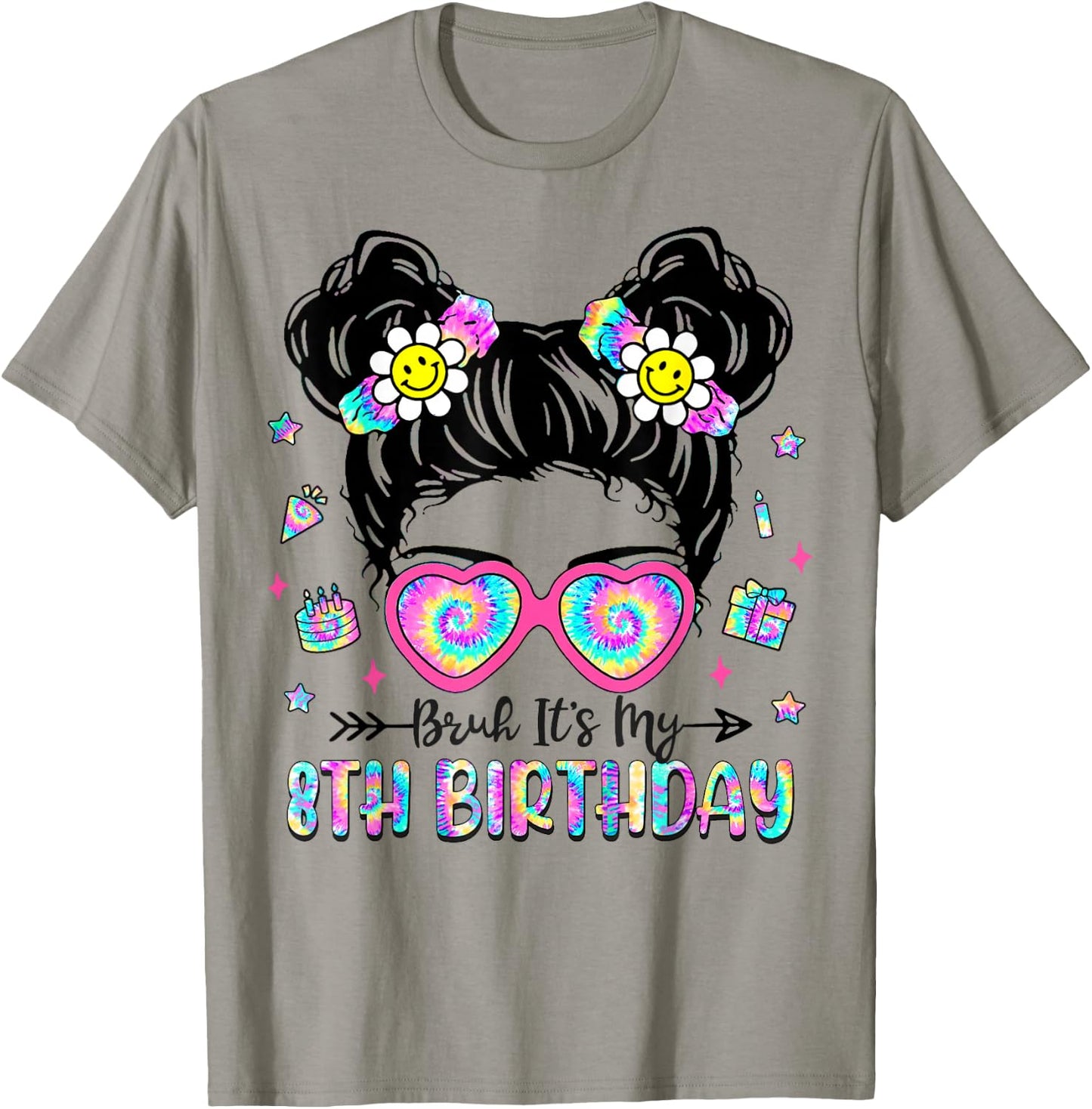 Bruh It's My 8th Birthday 8 Year Old Girls 8yr Birthday Girl T-Shirt - T-Shirt | Sand