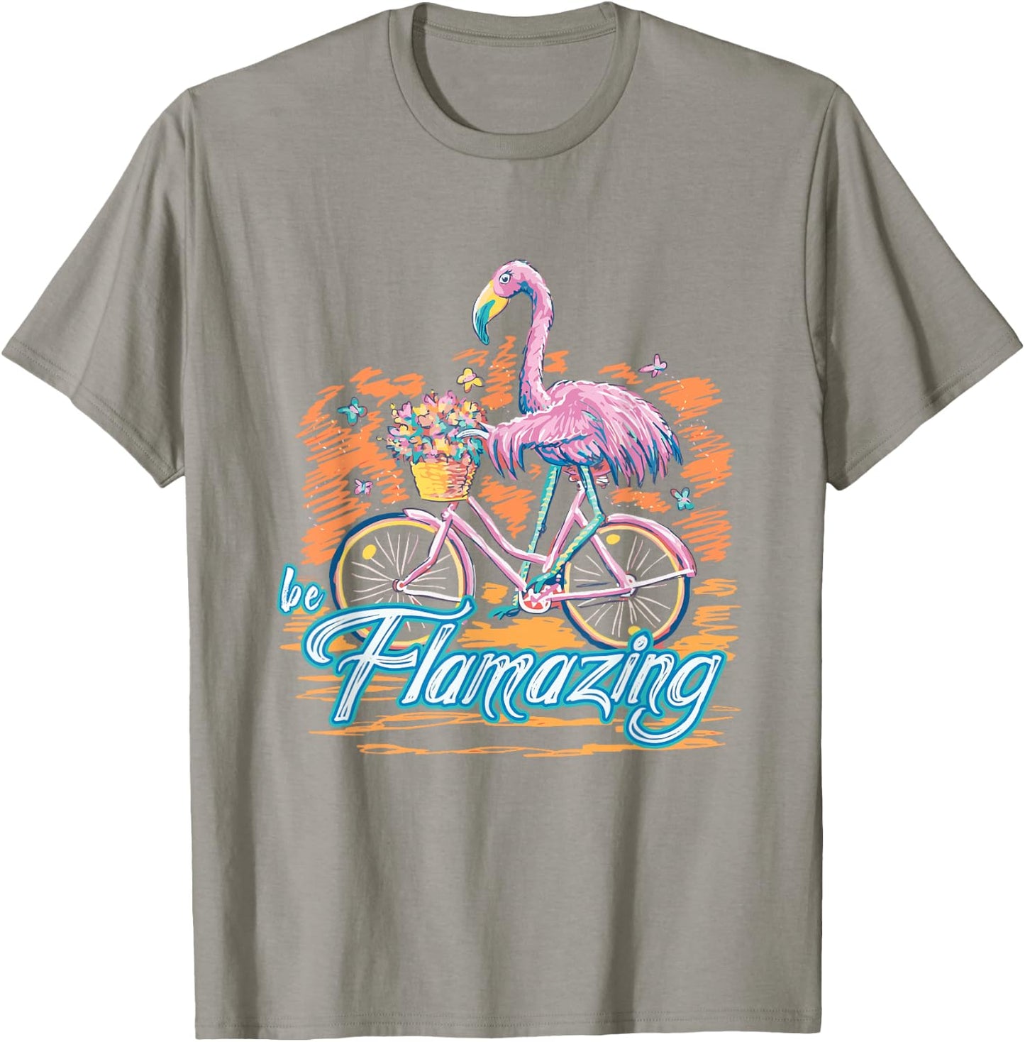 Be Flamazing Funny Flamingo Bicycle Lover Summer Vibes Women T-Shirt - T-Shirt | Sand