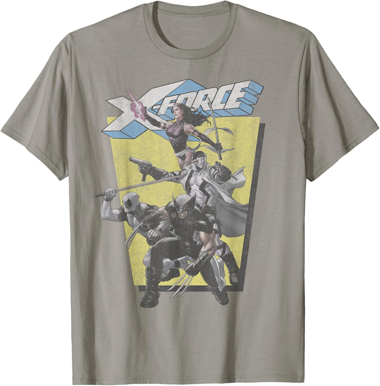 Marvel Deadpool X-Force Group Shot Action Pose T-Shirt - T-Shirt | Sand