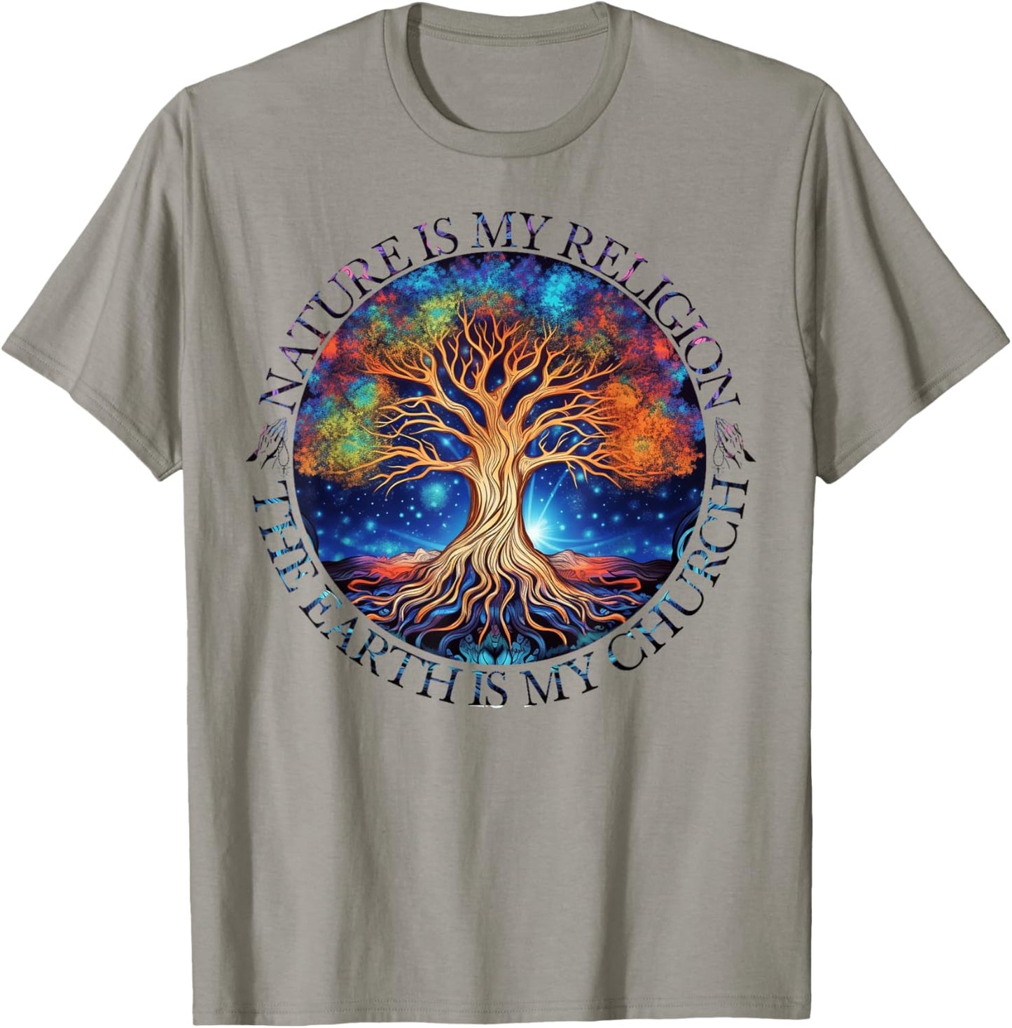 Nature Is My Religion The Earth Is My Church Mandala Tree T-Shirt - T-Shirt | Sand