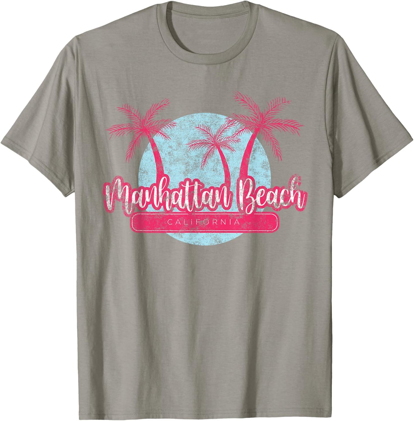 Manhattan Beach California Retro Palm Tree Vintage Surf T-Shirt - T-Shirt | Sand