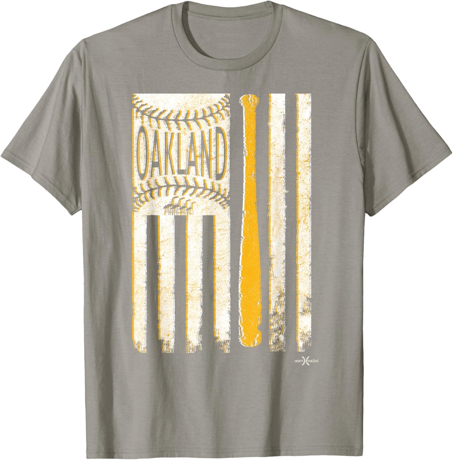 Classic Oakland Baseball Flag | Patriotic Baseball T-Shirt - T-Shirt | Sand