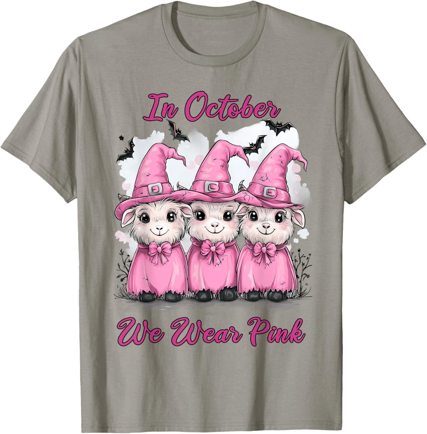 In October We Wear Pink Goat Halloween Breast Cancer Costume T-Shirt - T-Shirt | Sand