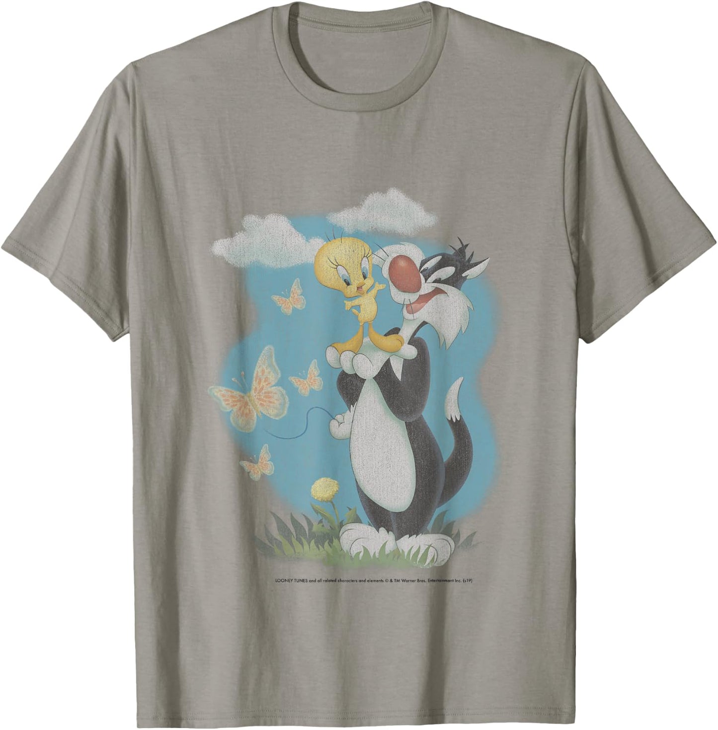 Looney Tunes Sylvester And Tweety Bird Butterfly Portrait T-Shirt - T-Shirt | Sand