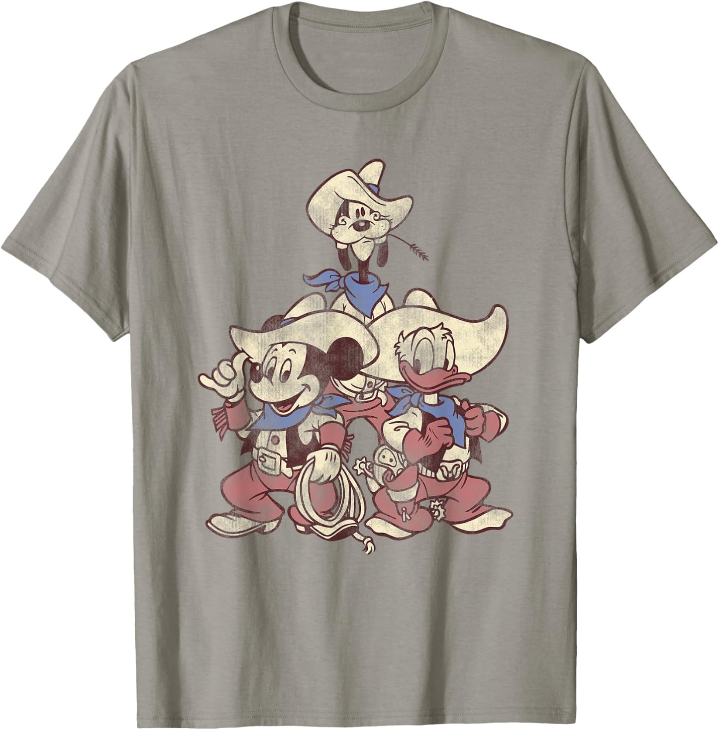 Disney Mickey and Friends Vintage Cowboy Western Group T-Shirt - T-Shirt | Sand