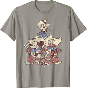 Disney Mickey and Friends Vintage Cowboy Western Group T-Shirt - T-Shirt | Sand