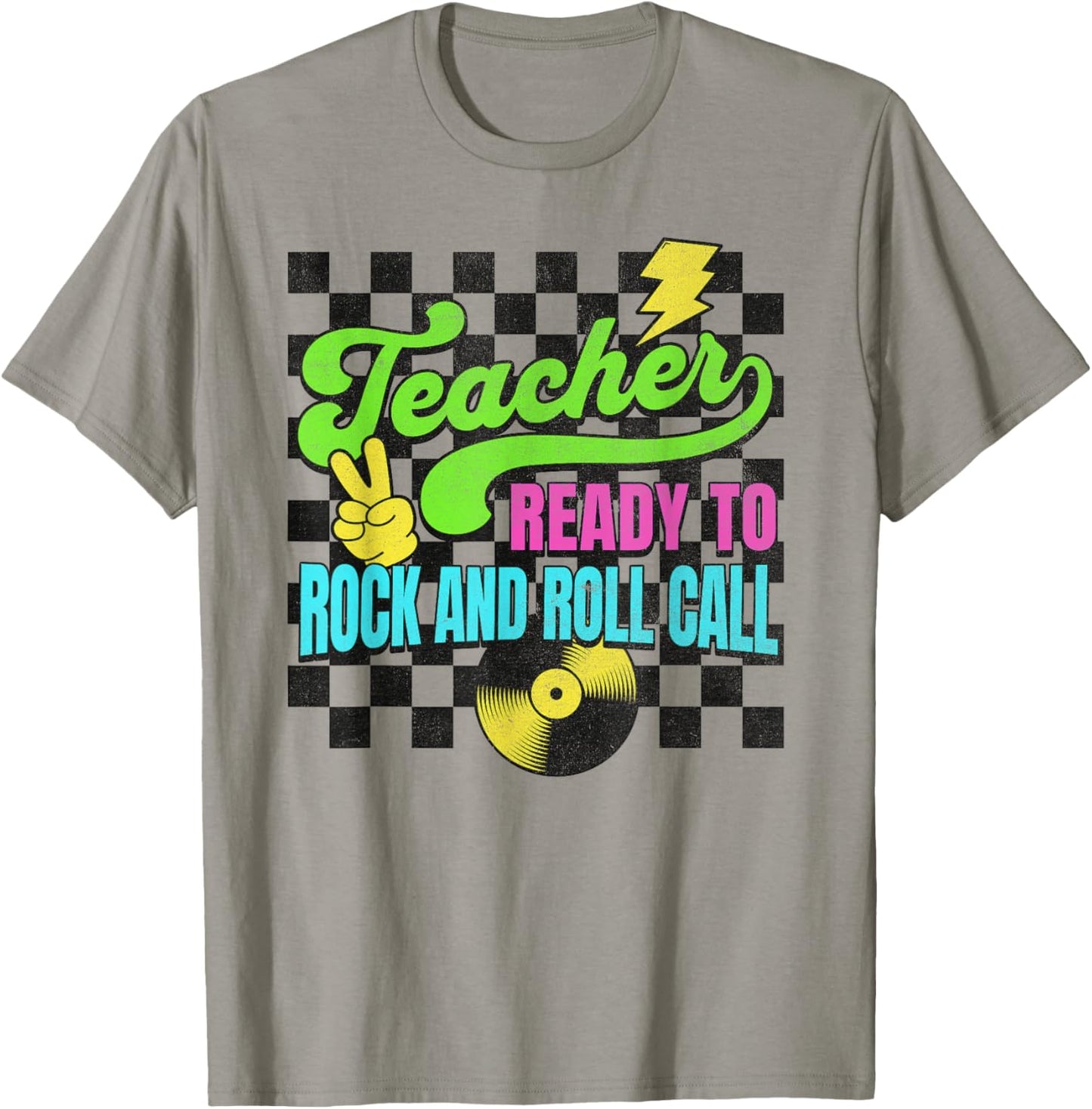 Teacher Ready To Rock and Roll Call Funny Back To School T-Shirt - T-Shirt | Sand