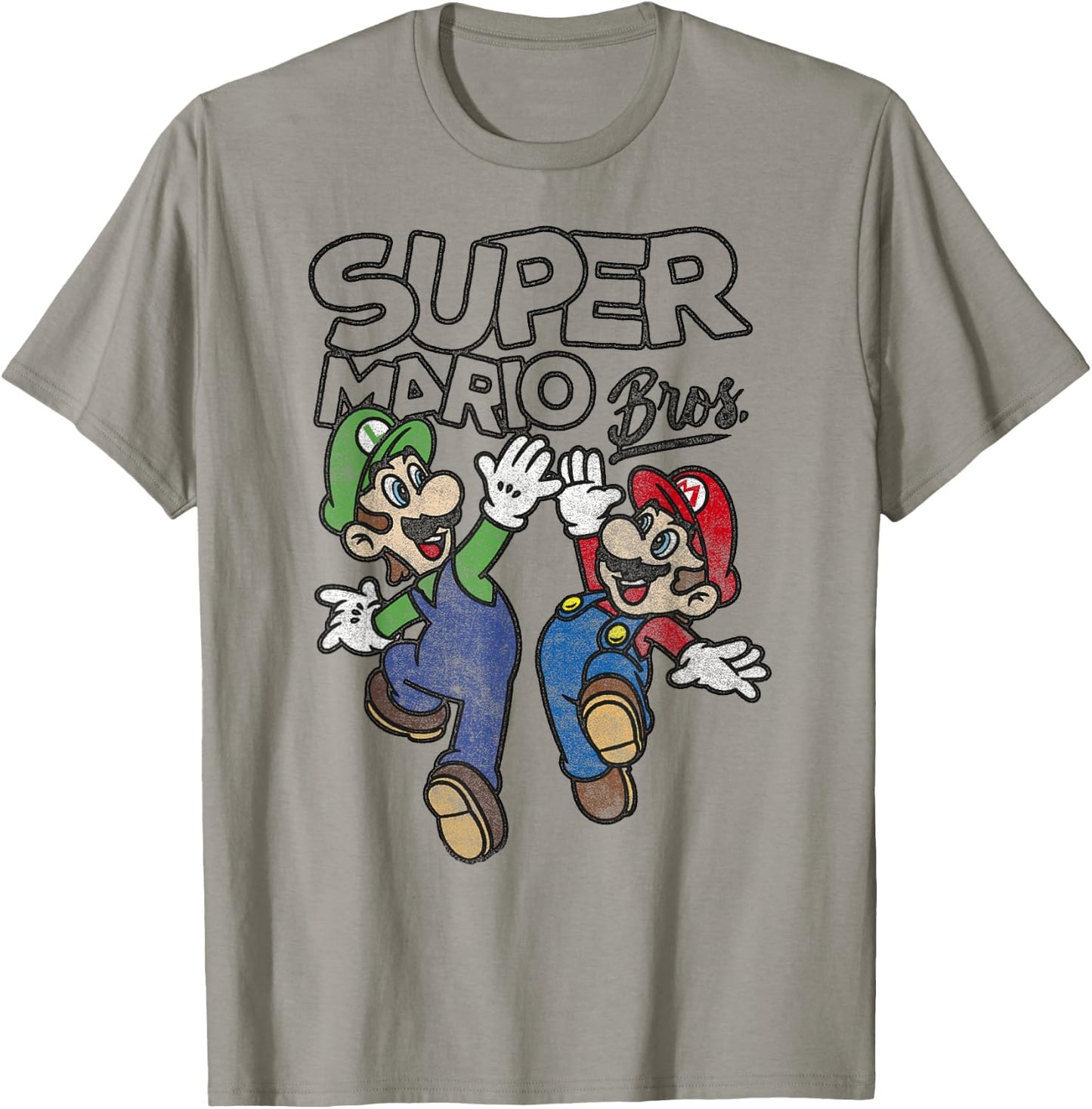 Super Mario Bros. Luigi And Mario High Five Portrait T-Shirt - T-Shirt | Sand