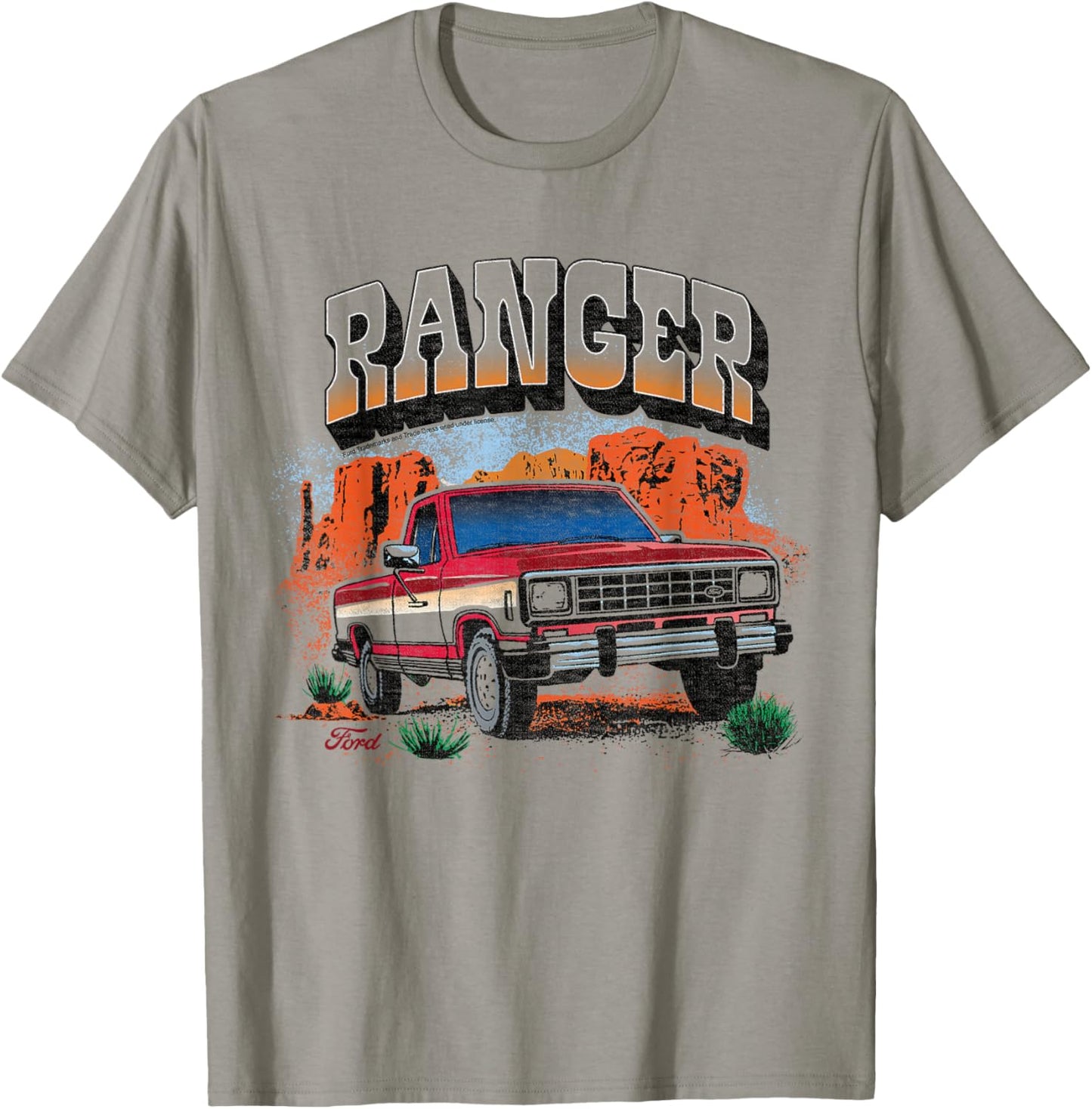 Ford - Ranger Truck 1983 Outdoor Desert Mountain Landscape T-Shirt - T-Shirt | Sand